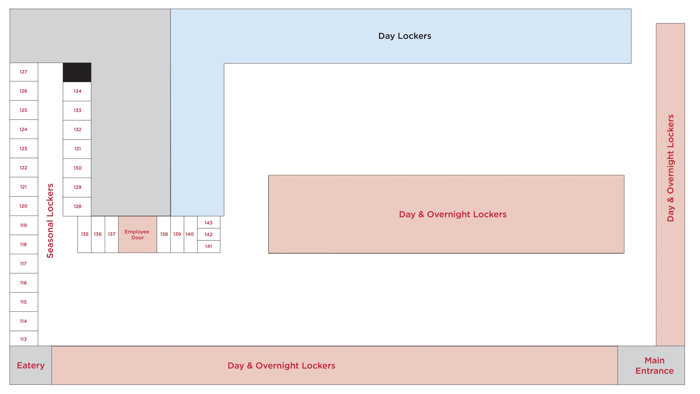 Bear Mountain locker room area map